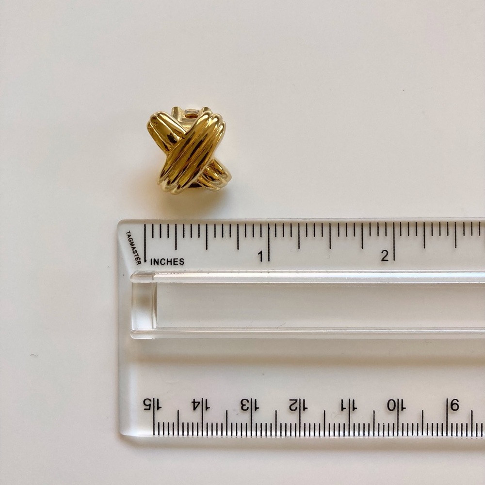 Vintage 80s 90s gold tone chunky statement clip on earrings - Picture 10 of 11